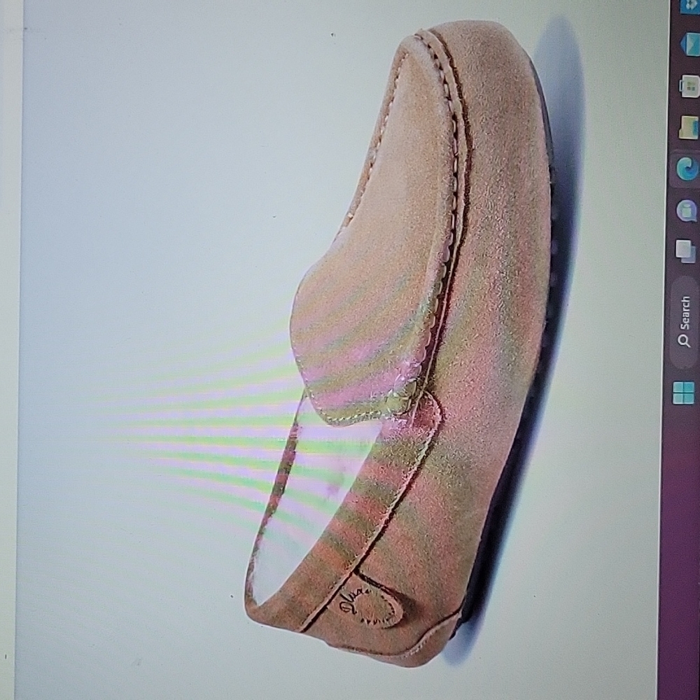 Dluxe by Dearfoams Genuine Shearling slippers tan suede leather men's 12…New